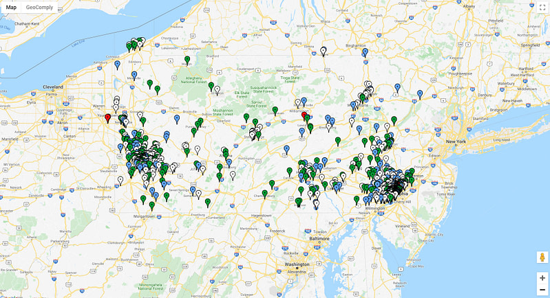 Pennsylvania-GeoComply-Pindrop-Map