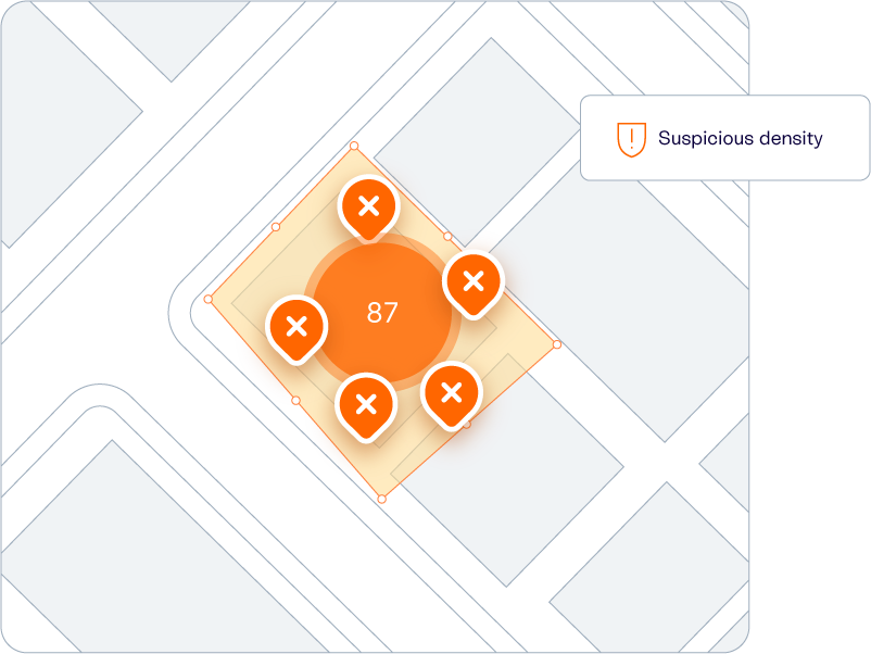 Visualization of many users and devices clustered at one location