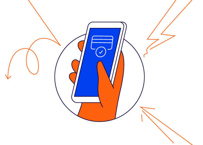 A device going through the cashless process while being protected.