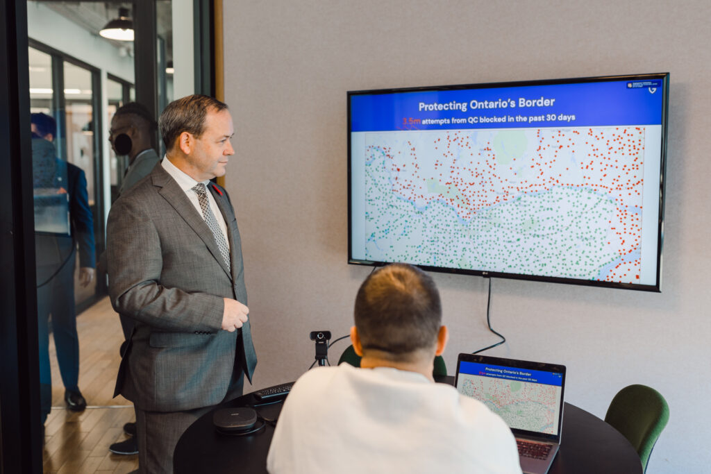 Attorney General Doug Downey gets a behind-the-scenes look at how GeoComply's technology upholds legal and regulatory compliance in Ontario