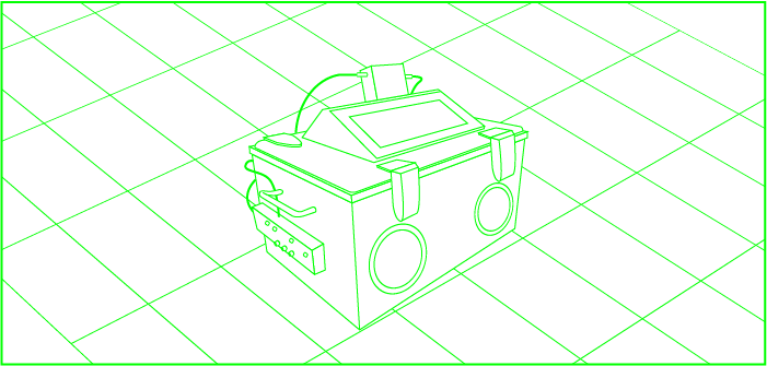 Wireframe illustration of a Faraday cage used in location spoofing fraud. By placing devices inside the enclosure, fraudsters block real-world signals — GPS, Wi-Fi, cell towers — and inject a chosen Wi-Fi point to make activity appear local. This technique is used to defeat IP-based fraud controls and identity verification checks.